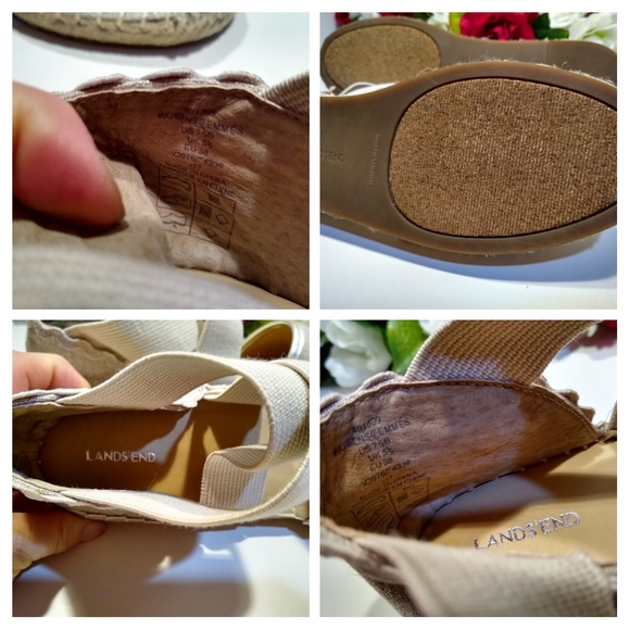 Espadrille Flats NWOB Land's End Tan Cross Strap - Picture 6 of 8